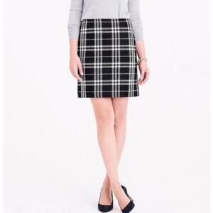 J. Crew Black and White Tweed Plaid Preppy Mini Skirt Size 4